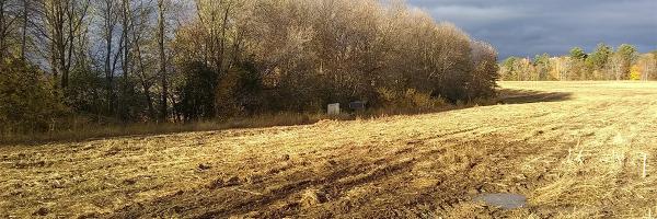An increasing number of agricultural fields in the Lake Champlain basin are tile drained. Lake Champlain Sea Grant is funding research on how the changed hydrology of tile-drained fields impacts phosphorus runoff. Photo: Josh Faulkner Agricultural field in late winter